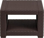 Flash Furniture Seneca Chocolate Brown Faux Rattan End Table