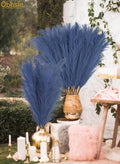 Artificial Pampas Grass Stems, 8 Pack 35-Inch Fluffy Silk Plumes in Blue