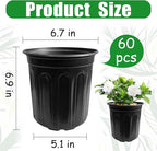 60 Pack 1 Gallon Flexible Plant Nursery Pots,Black Plastic Plant Pots with Holes,Flower Plant Container,Seedling Pot for Succulents,Cuttings,Transplanting,Home Garden