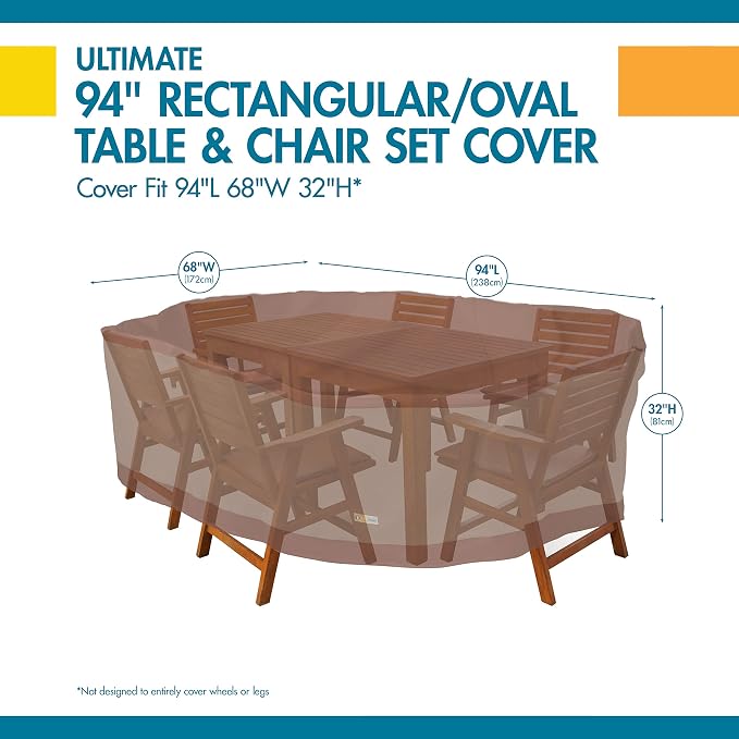 Furniture Set Cover, Waterproof Patio Table & Chairs, 94 Inch Mocha