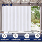 PureFit Outdoor Curtains for Patio Waterproof Weatherproof, UV Resistant Outside Curtains for Gazebo, Front Porch, Pergola, Sun Blocking Privacy Curtain, 120W x 84L inch, 1 Panel, White