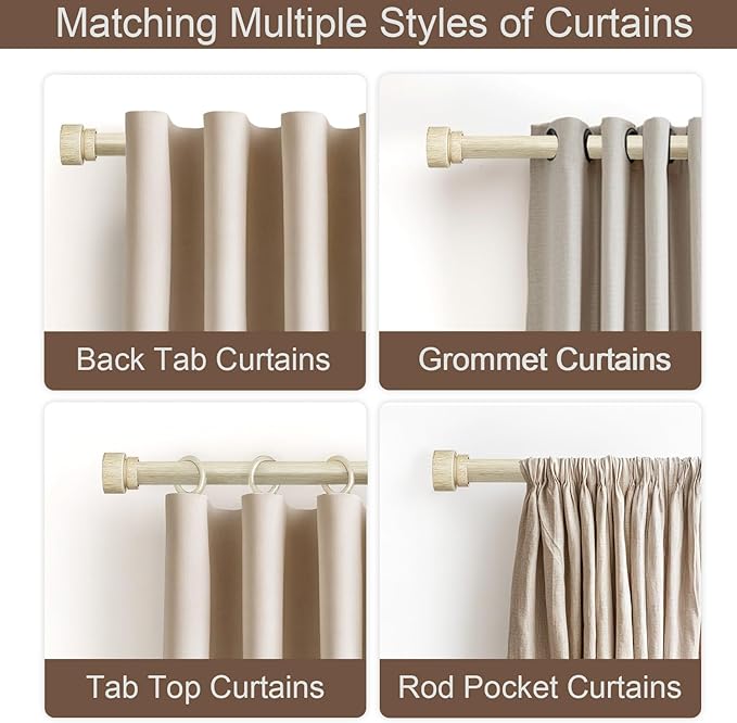 Antique White Curtain Rods for Windows 48 to 84 Inches Heavy Duty Adjustable 1" Diameter Window Rod with Decorative Finials for Bedroom Living Room Kitchen Outdoor Farmhouse
