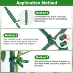 Garden Stakes 20 Pack, 16 Inch Plastic Coated Metal Tomato Stakes, DIY 4ft 5ft 6ft 7ft Plant Support Stakes with 14 Connectors 14 Rotatable Clips 14 Plant Clips for Indoor Outdoor Vegetables