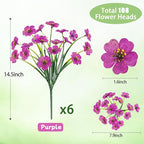 MACTING Artificial Flowers for Outdoors Fake Flowers UV Resistant No Fade Faux Plastic Plants for Planters Garden Patio Porch Porch Window Box Home Outside Spring Decorations (Purple)