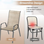 TLSUNNY Patio Chairs, Stackable Textilene Outdoor Dining Furniture for All Weather, with 17.7″ Wide Seat & Metal Frame, for Garden, Backyard, Deck, Restaurant, Poolside (8, Brown, 26.4″)