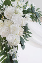 Artificial Flowers Wedding Arch Kit, White and Ivory, 26 Ft Drape