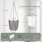 QCQHDU Self Watering Hanging Pots, 2 Pack 5.7 Inch Hanging Planters for Plants Indoor, Outdoor Flower Pots with Drainage Holes and 3 Hooks Chains for Garden Home (Gray)