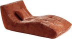 Chaise Lounge Chair with Curved Back, Modern Upholstered Recliner Sofa, Tufted Accent Lounger Comfortable Lazy Chair for Bedroom, Apartment (Orange)