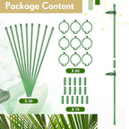 meekoo 30 Pcs Adjustable Garden Plant Support Stakes Single Stem Plant Cage Support Rings with Clips and Connect Pipe for Orchid Rose Tomato, 12 Inch (Green)