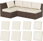 Cushion Covers 8 Pack, Beige Stretch-Fit Outdoor Patio Replacement