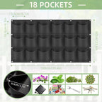 LITLANDSTAR 18 Pockets Hanging Grow Bags, 2 Pack Horizontal Wall Planter Plant Grow Bags Outdoor Indoor Hanging Planter for Balcony/Railing/Fence/Yard/Garden/Home Decoration, Black