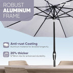 Tempera Patio Market Outdoor Table Umbrella with Auto Tilt and Crank, Large Sun Umbrella with Sturdy Pole & Fade Resistant Canopy, Easy to Set