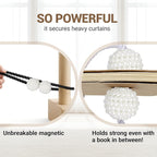 Hion Magnetic Curtain Tiebacks Black 2pcs, Curtain Tiebacks Buckles Holdbacks Holders Hooks Clip for Home Bedroom Office Decorative Curtain