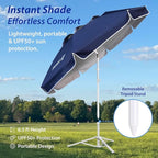 AMMSUN Shade Umbrella, Premium Portable Umbrella with Stand, 6.5ft Lightweight Free Standing Canopy for Sporting Games, Adjustable Instant Sun Protection and Easy to Carry, Navy Blue