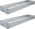 2PCS 12x4x1FT Galvanized Raised Garden Bed Kit,Vegetable Boxes-Rectangle Metal Flower Box,Large Planter Raised Beds Outdoor Garden for Planting,Fruit,Herb-Silver