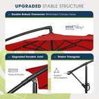 wikiwiki 10ft Patio Umbrella with Base Included, Outdoor Offset Cantilever Umbrella with Sandbag Base for Backyard, Garden and Pool, Easy to Tilt and Crank, Red