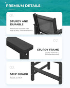 SERWALL Textilene Adirondack Bar Chairs Set of 2, Tall Adirondack Bar Height Chairs, Sling Balcony Adirondack Chairs, Weather Resistance Resin Outdoor Bar Height Stools, Black