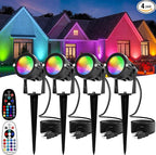 Multi Colored Spotlights Outdoor: RGBW LED Spot Light Plug in 120V Remote Control 16 Color Changing Landscape Light Spot for Lawn Yard Garden Outside Path Tree Holiday Décor, 4 Pack (RGB+Warm White)