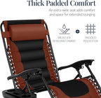 Best Choice Products Oversized Padded Zero Gravity Chair, Folding Outdoor Patio Recliner, XL Anti Gravity Lounger for Backyard w/Headrest, Cup Holder, Side Tray, Polyester Mesh - Rust/Black