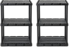 Gracious Living 2 Pack Light Duty Storage Shelves, Knect-A-Shelf 3-Shelf Ventilated Shelving Rack Organizer for Home, Garage, Basement, Laundry, Black