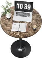 Flamaker Round Bistro Pub Table Modern Style Metal Base MDF Top Cocktail Bar Table Counter Bar Height for Pub, Dining Room, Party (4, Marble-Black)