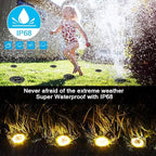Solar Powered 2Pack, Waterproof LED Outdoor Disk Lights - Solar Garden Lights for Landscape, Pathway, Patio, Yard, Walkway, Lawn, Driveway (Warm White)
