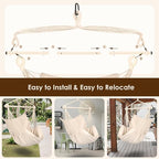 Highwild Hammock Chair Hanging Rope Swing - Max 500 Lbs - Steel Spreader Bar with Anti-Slip Rings - for Any Indoor or Outdoor Spaces (Beige)