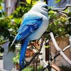 Garden Bird Statue Flower Pot Hugger Outdoor Decor for Tree, 6.7" Tall Resin Bird Figurine Plant Pot Decorations for Fence Balcony Patio Lawn Yard Ornaments (Blue)