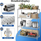 Xcity Storage Shelves, 4 Tier Heavy Duty Metal Shelving Unit with Wheels, 1600 LBS Capacity Adjustable Steel Wire Shelf Organizer for Pantry, Kitchen, Garage, 18" D x 36" W x 60" H, Chrome