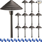 LEONLITE 12-Pack LED Low Voltage Landscape Lights, 3W Cast-Aluminum 12-24V Pathway Light, 4000K Cool White Waterproof Path Lights, ETL Listed Landscape Lighting Wired for Yard Lawn, Bronze