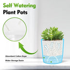 Self Watering Pots for Indoor Plants, 6 & 5 & 4 Inch Stylish Flower Pots, Set of 3 Modern Planters with Self-Watering Feature (Crack Texture)