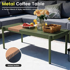 Sundale Outdoor 3 Pieces Patio Furniture Set, Metal Outdoor Sectional Sofa with Coffee Table, All-Weather Modern Outdoor Conversation Sets for Balcony, Porch, Poolside, Sunroom