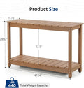 Dining Table for Patio, 47-Inch Teak HIPS Console with 2 Shelves
