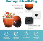 2 Pack Plastic Plant Pots with Drainage Holes, 8 inch Planter for Indoor Outdoor Plant, Garden Flower Pots for Aloe, Herbs, Cactus (Orange, 2pcs)
