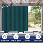 PureFit Outdoor Curtains for Patio Waterproof Weatherproof, UV Resistant Outside Curtains for Gazebo, Front Porch, Pergola, Sun Blocking Privacy Curtain, 100W x 120L inch, 1 Panel, Teal