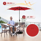 Abba Patio 7.5FT Lyon Outdoor Patio Umbrella Outdoor Table Umbrella with Push Button Tilt and Crank Market Umbrella 6 Sturdy Ribs UV Protection Waterproof for Garden Deck Backyard Pool Dark Red