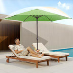 MEWAY 12ft Patio Umbrella Outdoor Table Umbrellas with Crank, Market Umbrella 8 Sturdy Ribs for Deck, Garden, Pool and Backyard, Grass Green