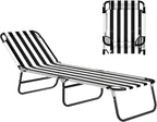 Outsunny Folding Chaise Lounge Pool Chairs, Outdoor Sun Tanning Chairs with 5-Level Reclining Back, Steel Frame for Beach, Yard, Patio, Black and White
