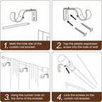Gold Curtain Rod Itself is 30-144 inch 2 Pack, Fit 30 to 142, 66 to 120 inch Windows with 1 Inch Diameter, Splicing Extra Long Heavy Duty Adjustable Telescopic Rod