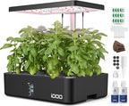 iDOO Hydroponics Growing System Kit 12Pods, Indoor Herb Garden System, with LED Grow Light, Built-in Fan, Auto-Timer, Adjustable Height Up to 11.3", for Home School, for Women Mom, for Christmas Gifts