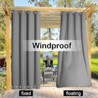 NICETOWN Outdoor Curtains Sunblock with Rustproof Grommet Top and Bottom 2 Panels, Thermal Insulated Fixed Windproof Blackout Outdoor Curtain Drapes Privacy for Patio, W52 x L95, Silver Grey