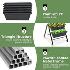 Giantex Vertical Raised Garden Bed on Wheels, Elevated Planter Raised Beds with Water Drainage, Freestanding 5 Container Boxes for Vegetables and Flowers Growing, Outdoor Indoor Patio Balcony