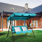 Porch Swing for Patio, 3-Person Blue Swing with Adjustable Canopy