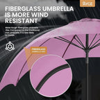 Ayge 9FT Large Outdoor Patio Umbrella Market Table Umbrella-UV Resistant, Easy Push Button Tilt and Crank, 8 Sturdy Fiberglass Ribs Heavy-Duty Pool Umbrella for Deck, Backyard,Garden,Purple