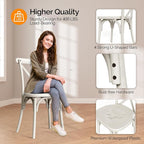 VINGLI Plastic Outdoor Dining Chairs Set of 4, Stackable Patio Cream White Dining Chairs with X Back, Waterproof Kitchen & Dining Room Chairs for Indoor-Outdoor, Capacity 400 lbs