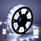 50FT 360 LED Waterproof Rope Lights Outside with Remote, 8 Modes and 4 Brightness Tube Lights for Christmas, Bedroom, Patio, Garden, Indoor Outdoor Decoration (Cool White)