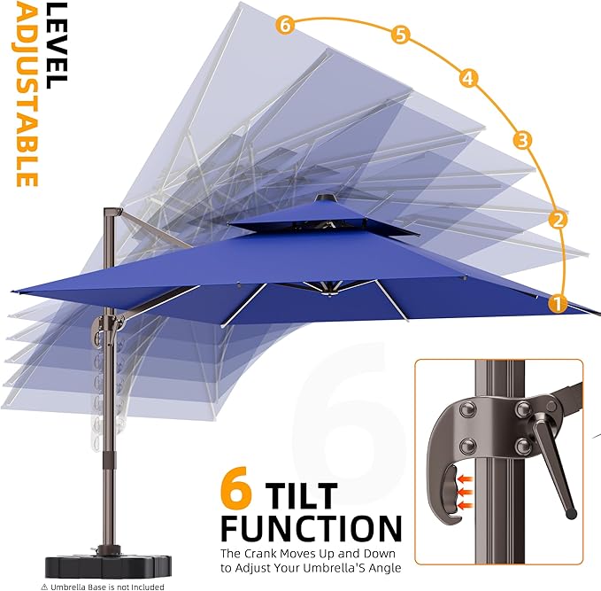 9' X 12' Cantilever Outdoor Patio Umbrellas with Base Included, Large Rectangle Umbrella Heavy Duty 360°Rotation Offset Umbrella for Garden Deck Pool Patio,Navy Blue