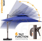 9' X 12' Cantilever Outdoor Patio Umbrellas with Base Included, Large Rectangle Umbrella Heavy Duty 360°Rotation Offset Umbrella for Garden Deck Pool Patio,Navy Blue