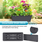 ETELI Deck Railing Planter Boxes 6 Pack Window Box with Brackets Adjustable Balcony Fence Planters Hanging Flower Boxes for Porch Patio Garden Outdoor, Grey & Black