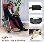 VINGLI Padded Zero Gravity Chair, Lounge Chair with Removable Cushion & Tray， Folding Reclining Patio Chairs， Recliner Chair for Lawn，Indoor Outdoor-Red